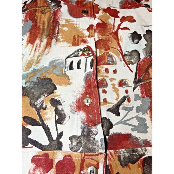 Christopher & Banks Blazer Womens Size Large Tan Multicolor Full‎ Button Stretch - Picture 4 of 11